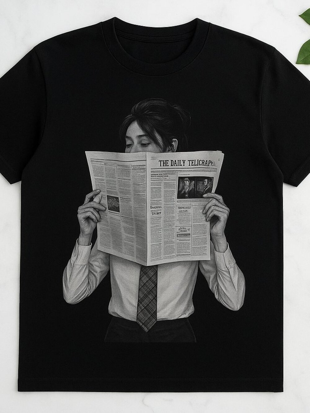 Vintage Newspaper Graphic Tee | Black & White Editorial Style T-Shirt